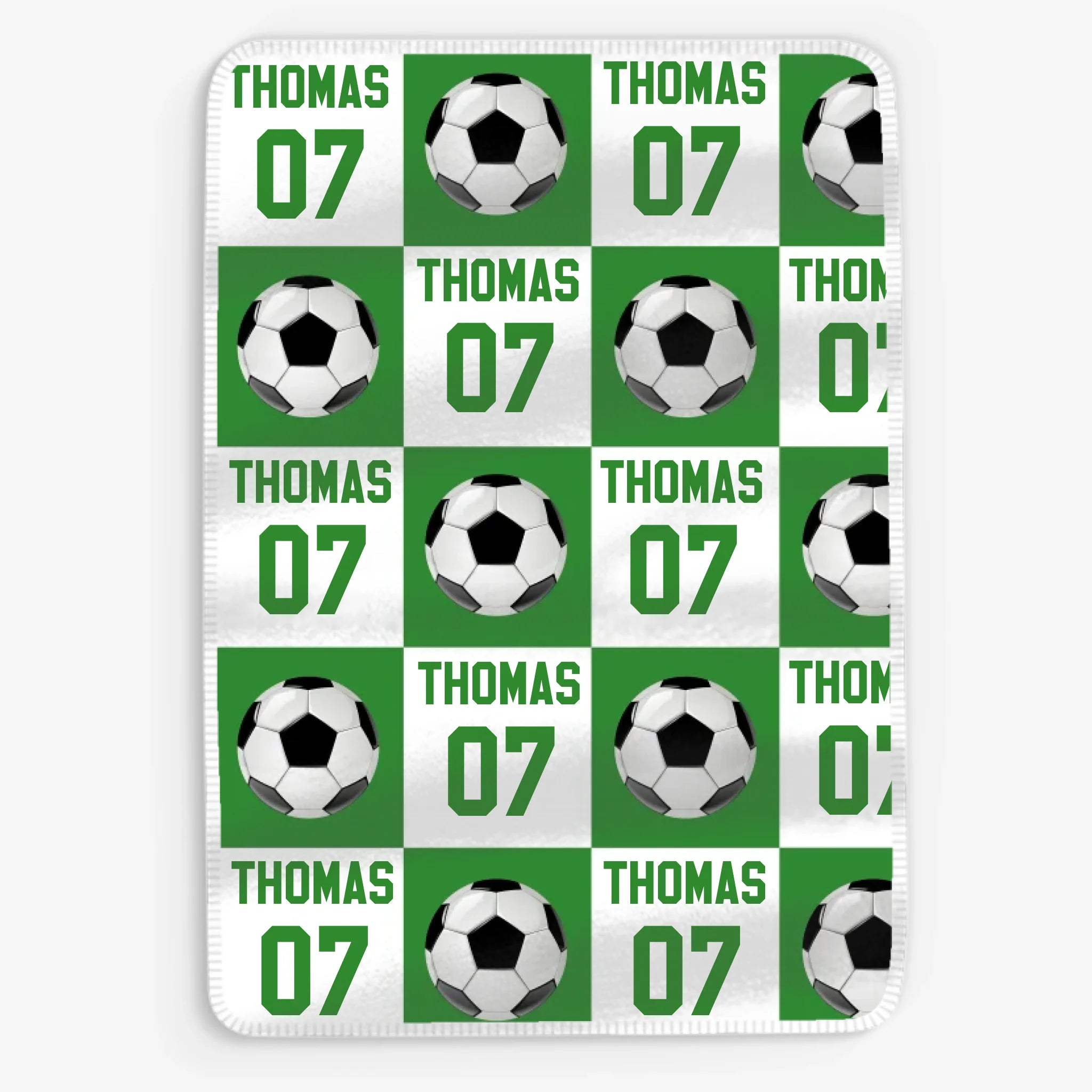 Mjuk filt med namn och fotbollsmotiv  - Personlig Filt För Barn