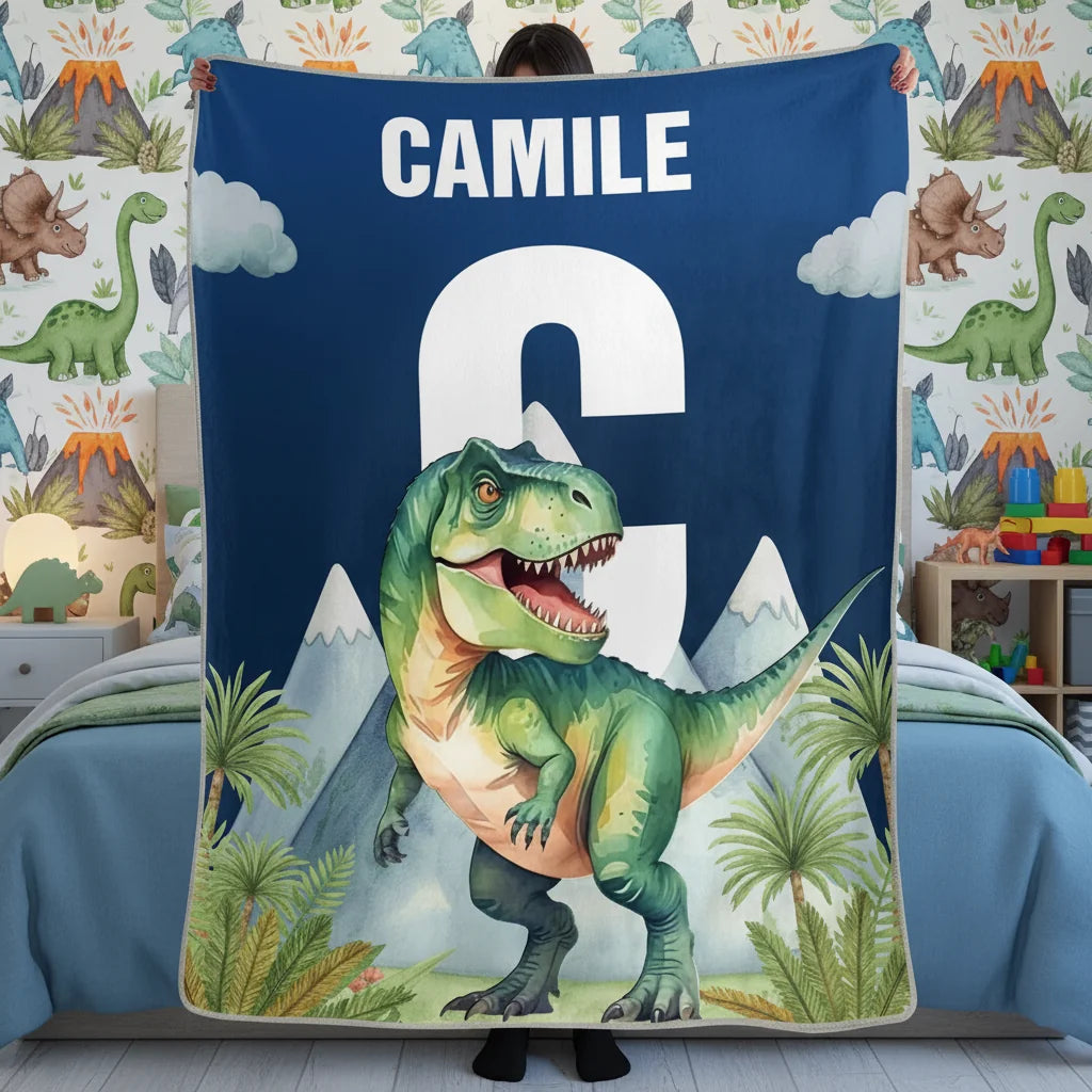 Mjuk filt med Dinosaurie - Personlig Filt För Barn