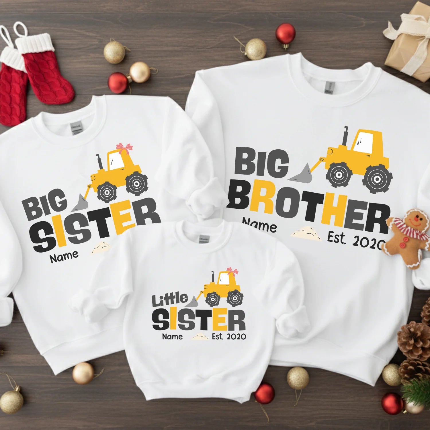 Big Brother Big Sister byggfordon - Matchande tröja till Familj