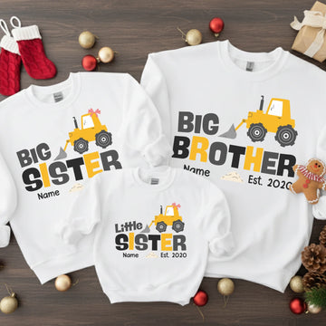 Big Brother Big Sister byggfordon - Matchande tröja till Familj