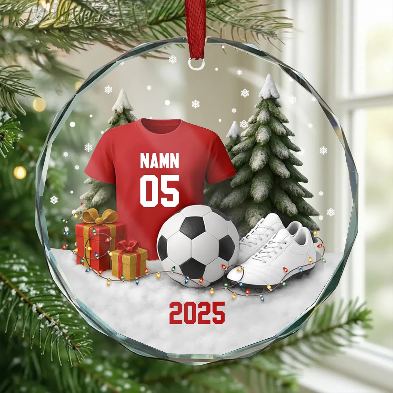 Julgranspynt  med namn och fotbollsmotiv   - Personlig Julpynt, Julgranspynt