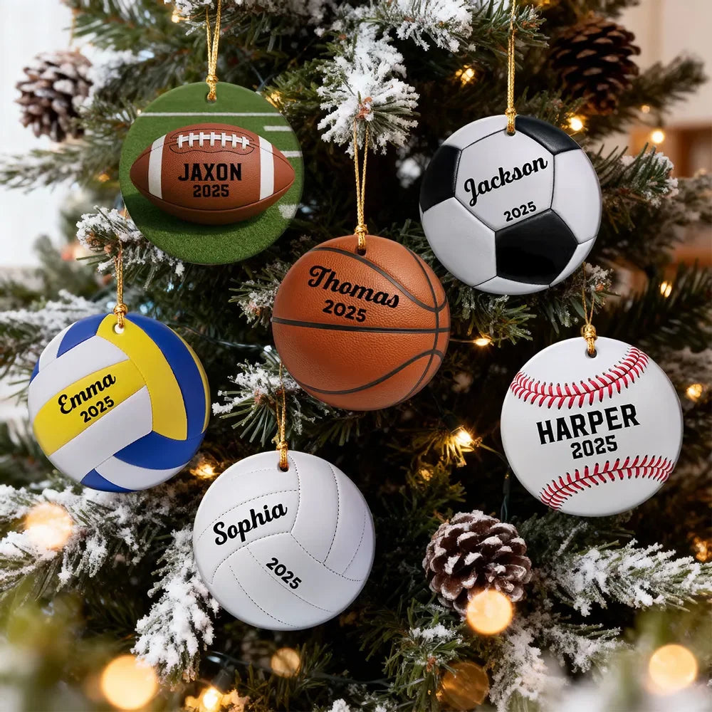 3D-effekt sportspelares anpassade namn och nummer fotboll - julklapp för tonåring, barn - Personlig Julpynt, Julgranspynt