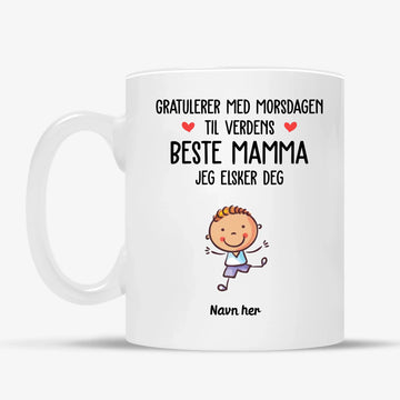 Personlig Hvitt keramikkkrus Gratulerer med morsdagen til verdens beste mamma