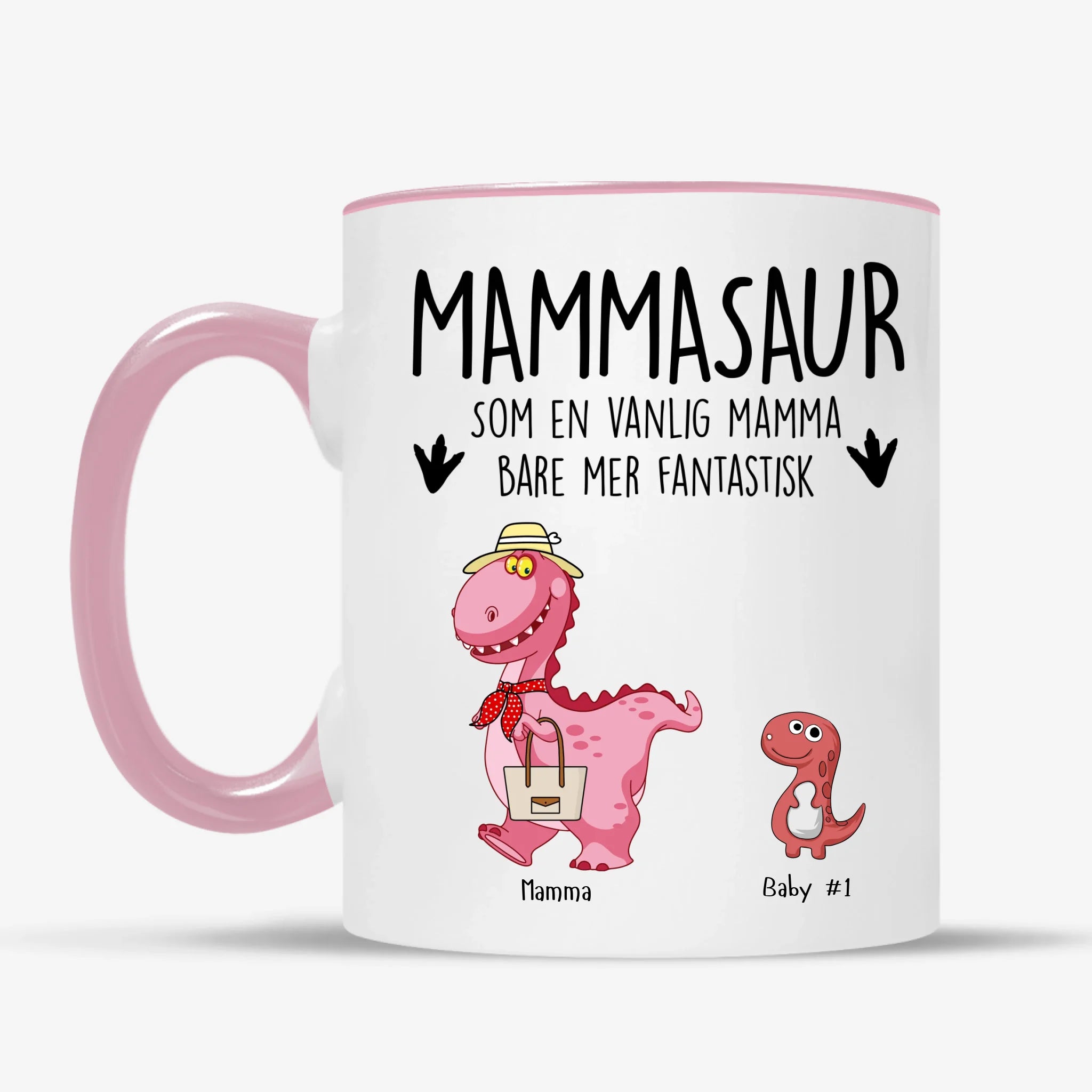 Mammasaur Hvitt keramikkkrus – Personlig Gave til Mamma