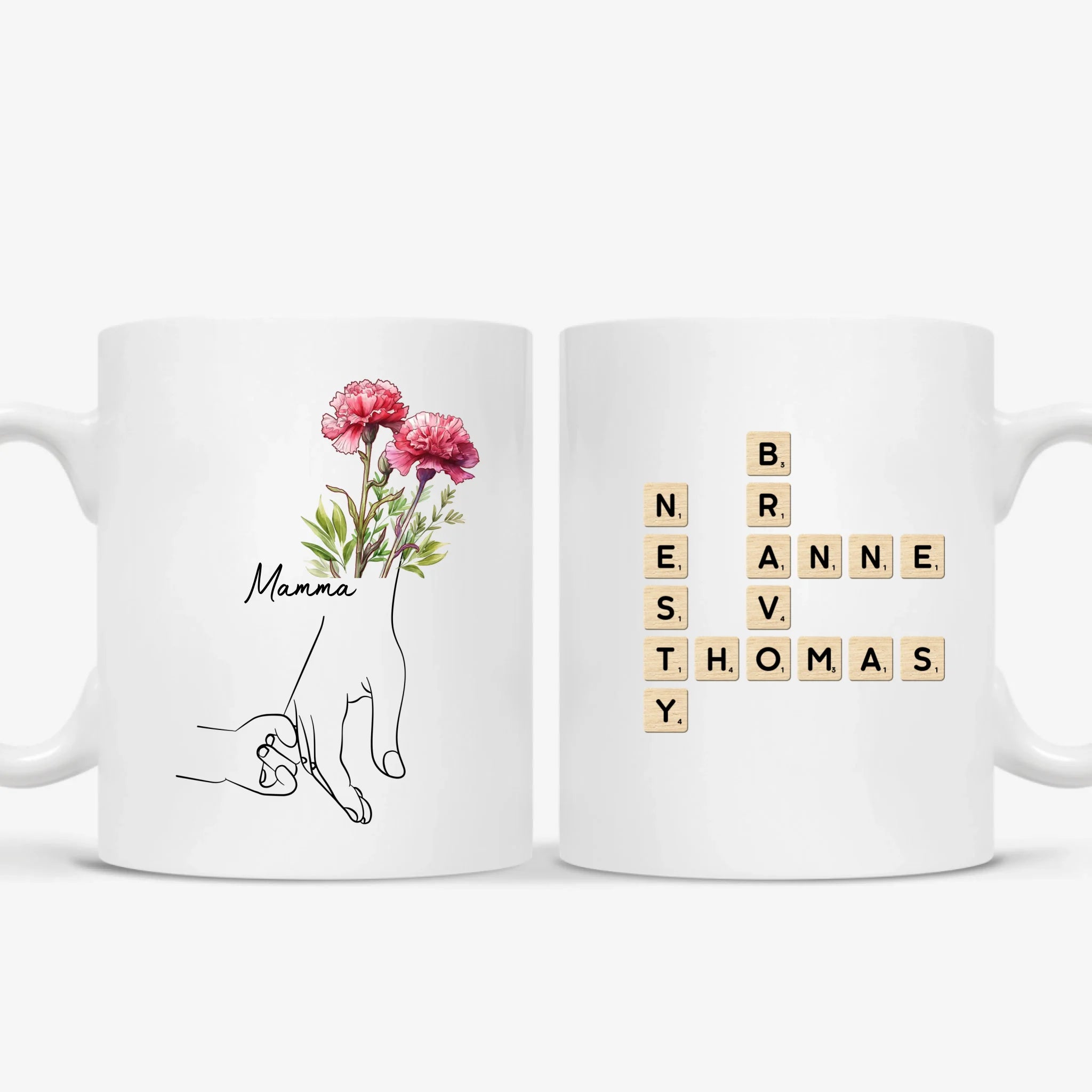 Blomsterkrus til mamma – Personlig med navn og antall hender