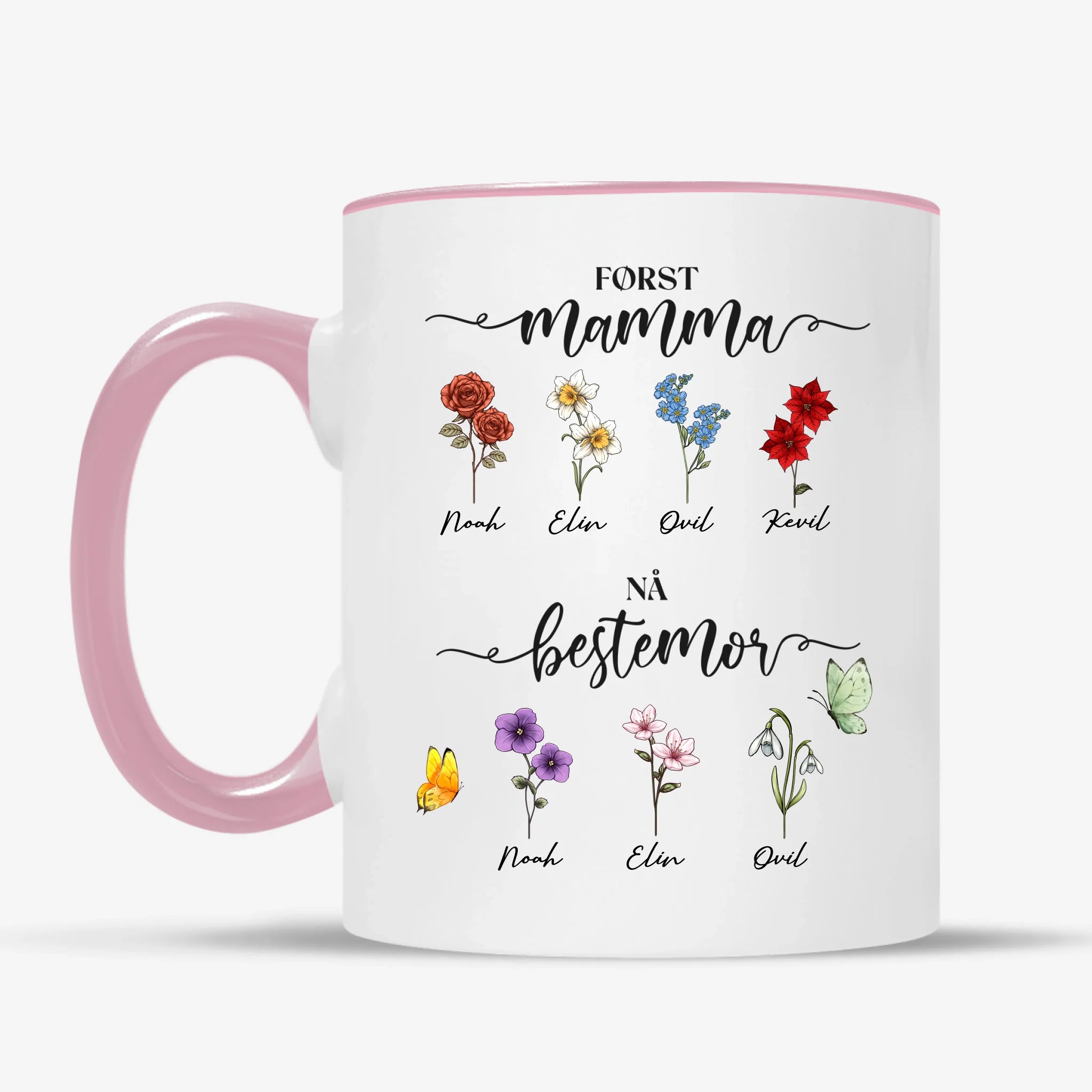 Personlig Kopp til Bestemor – Først Mamma, Nå Bestemor med Navn
