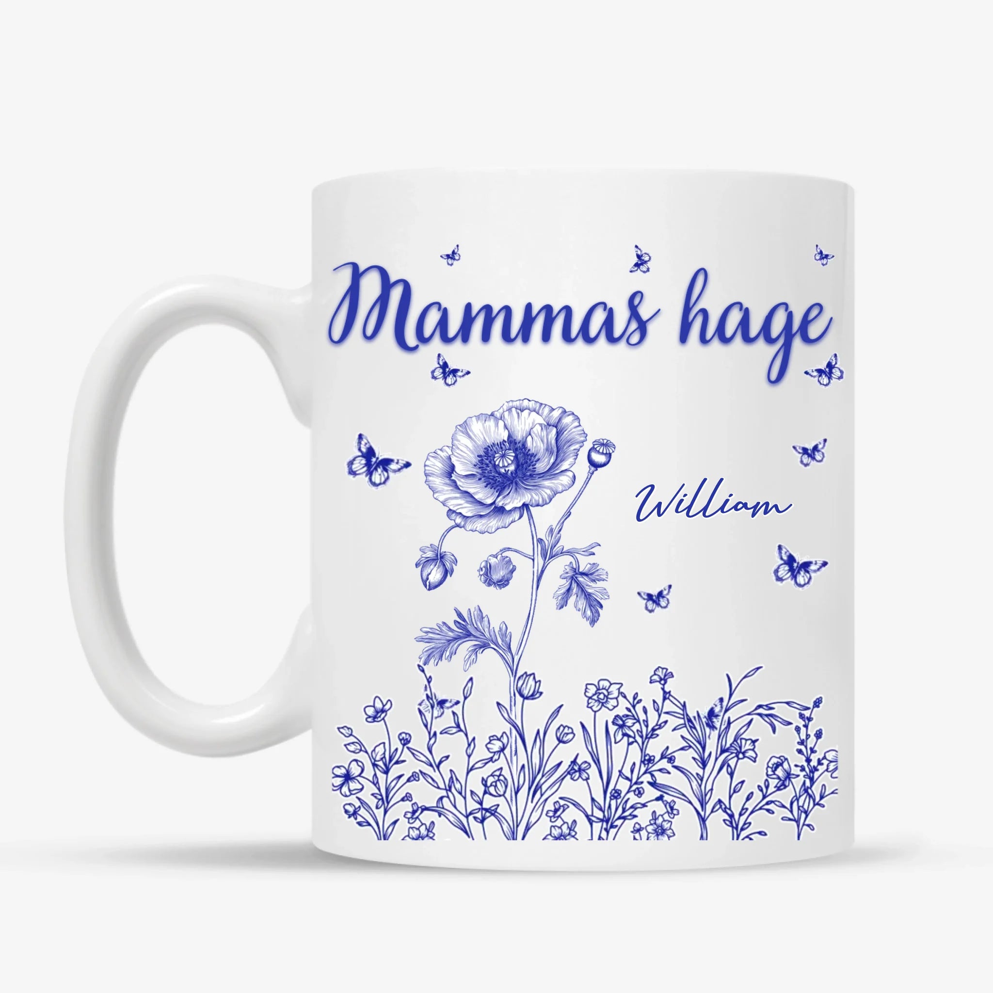 Mammas hage Kopp Klassisk Illustrert Design – Personlig med Navn