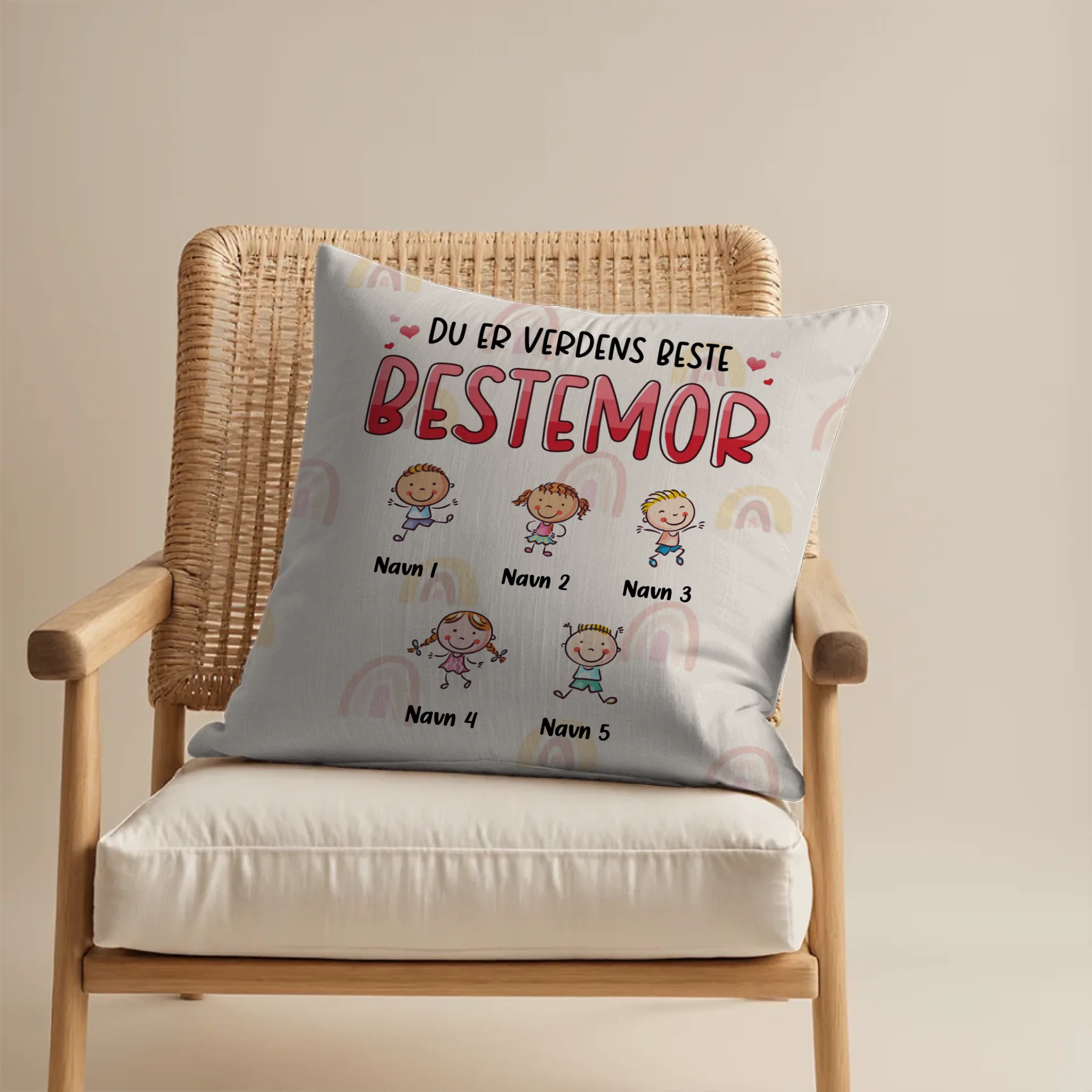 Firkantet pute til Bestemor – Verdens Beste Bestemor med Navn