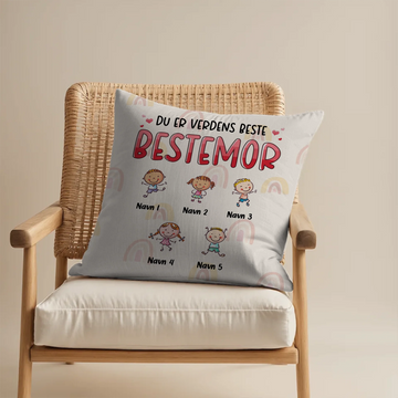 Firkantet pute til Bestemor – Verdens Beste Bestemor med Navn