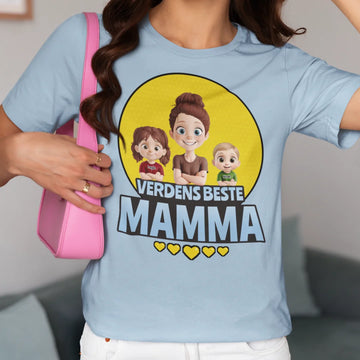 Verdens Beste Mamma Illustrert Mamma & Barn Personlig T-skjorte