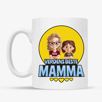 Verdens Beste Mamma Illustrert Mamma & Barn Personlig Kopp