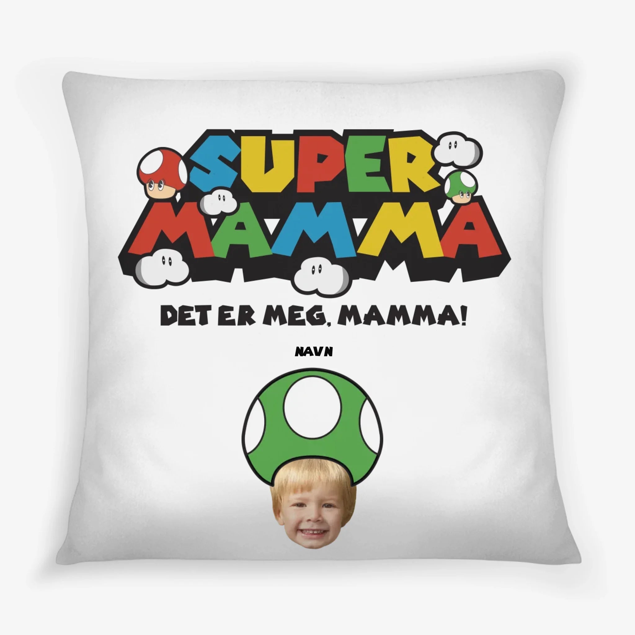 Super Mamma Personlig Firkantet pute med foto & navn