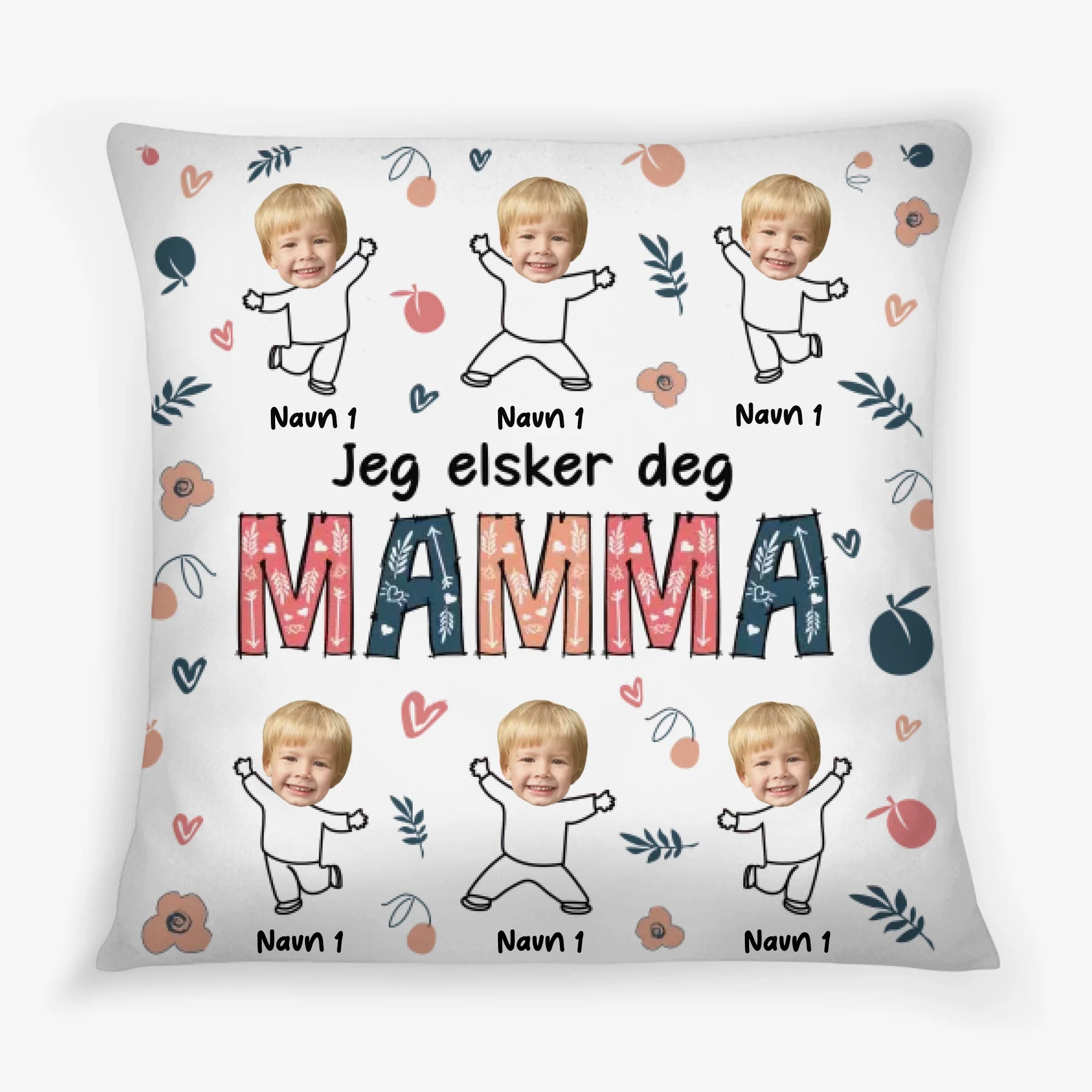 Vi elsker deg,Bestemor/Mamma Personlig Foto Firkantet pute