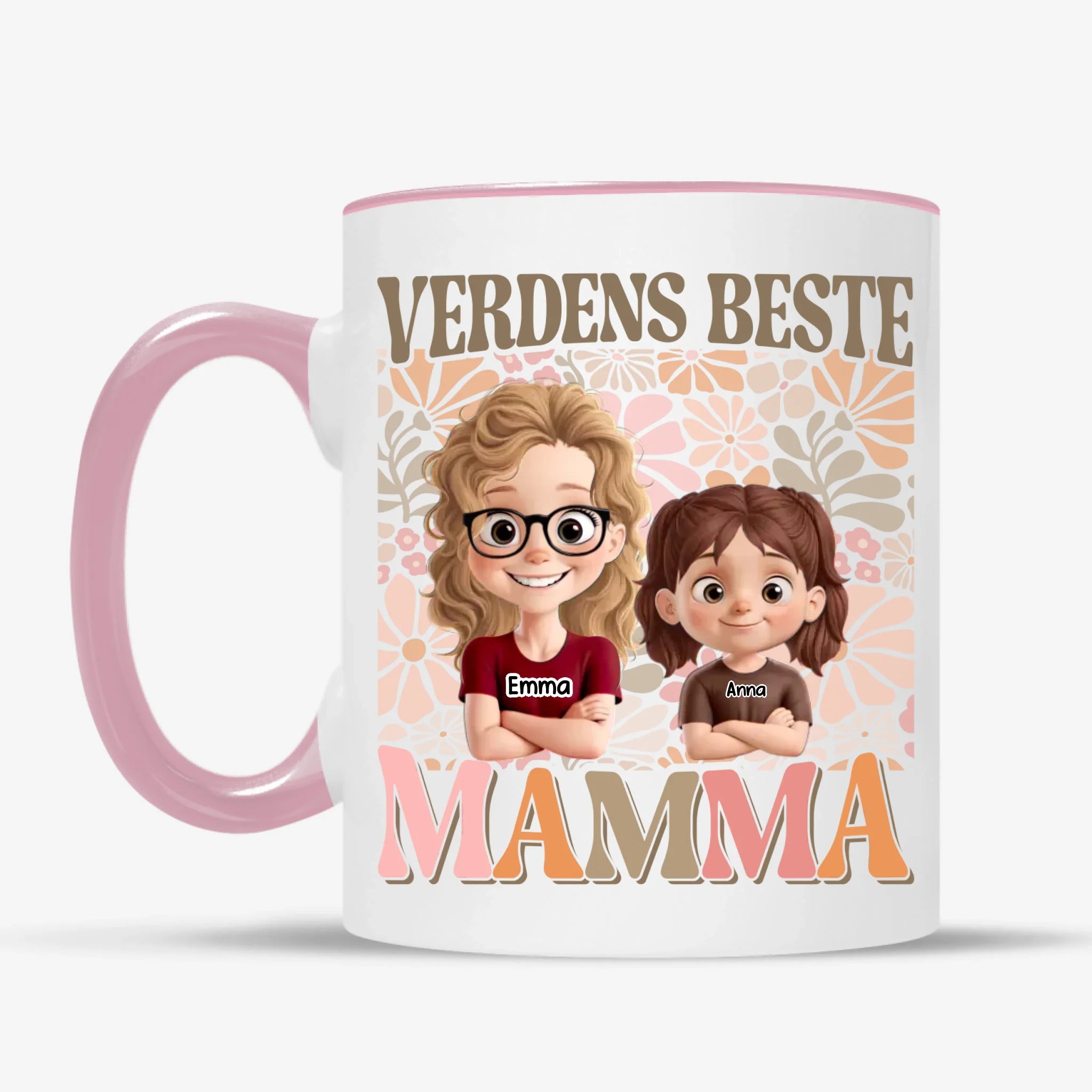 Verdens Beste Mamma (Illustrert Blomsterstil) Personlig Kopp
