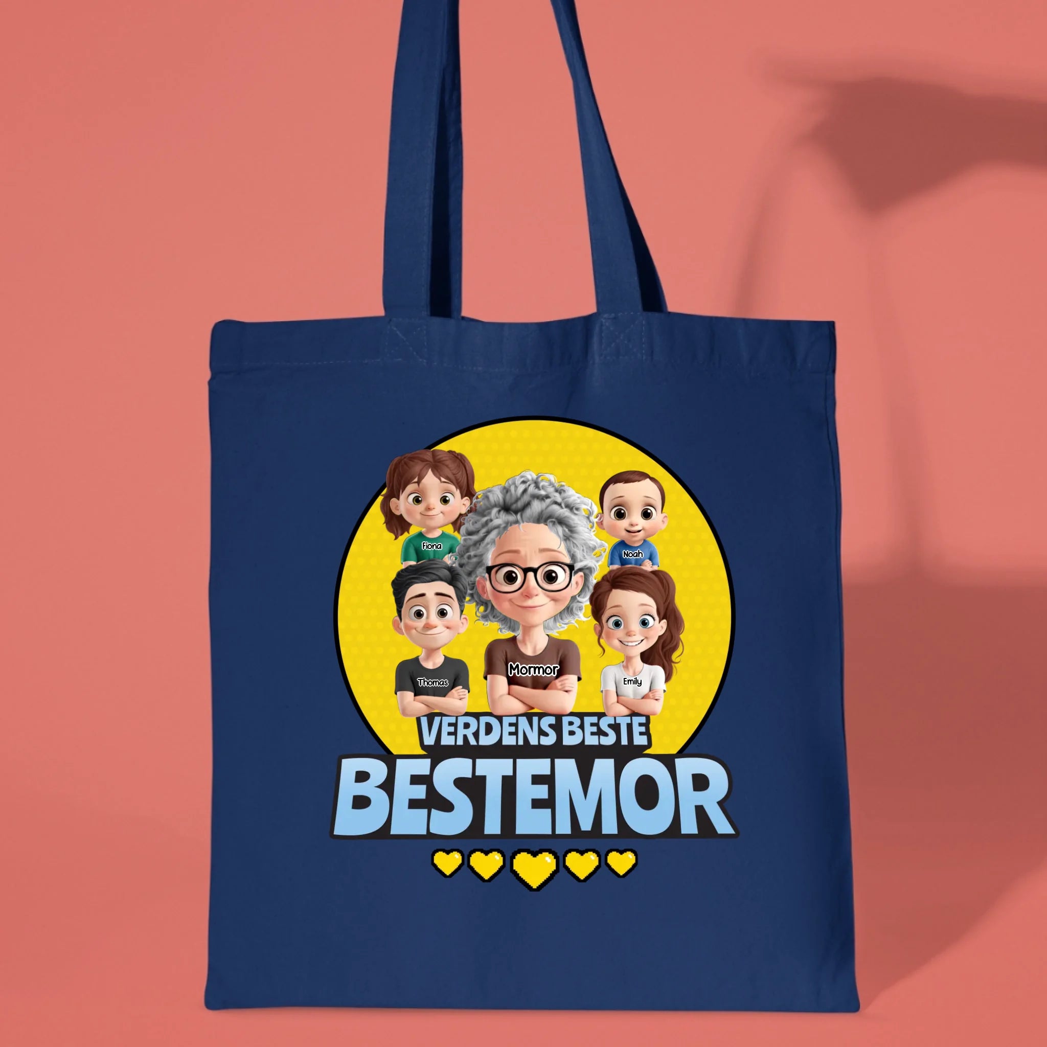 Verdens Beste Mamma Illustrert Mamma & Barn Personlig Handlenett