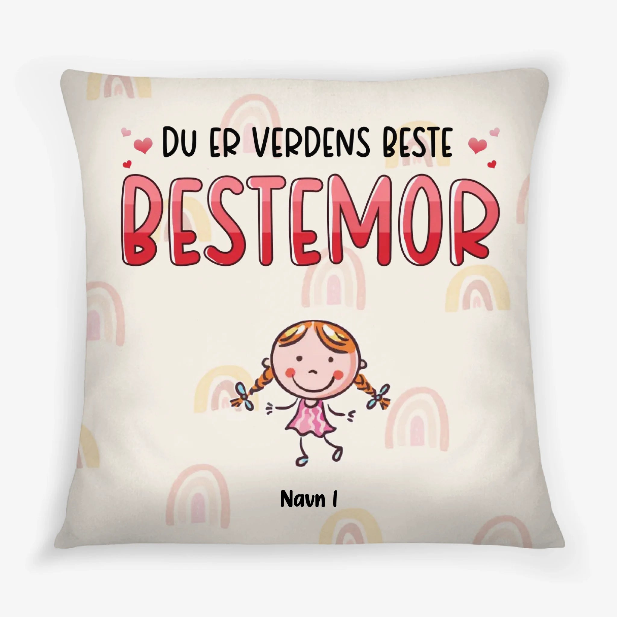 Firkantet pute til Bestemor – Verdens Beste Bestemor med Navn