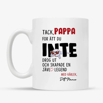 Personlig mugg till pappa | Personlig presenter till Far | Pappa for ätt du inte drog ut och skapade en jävla lengend