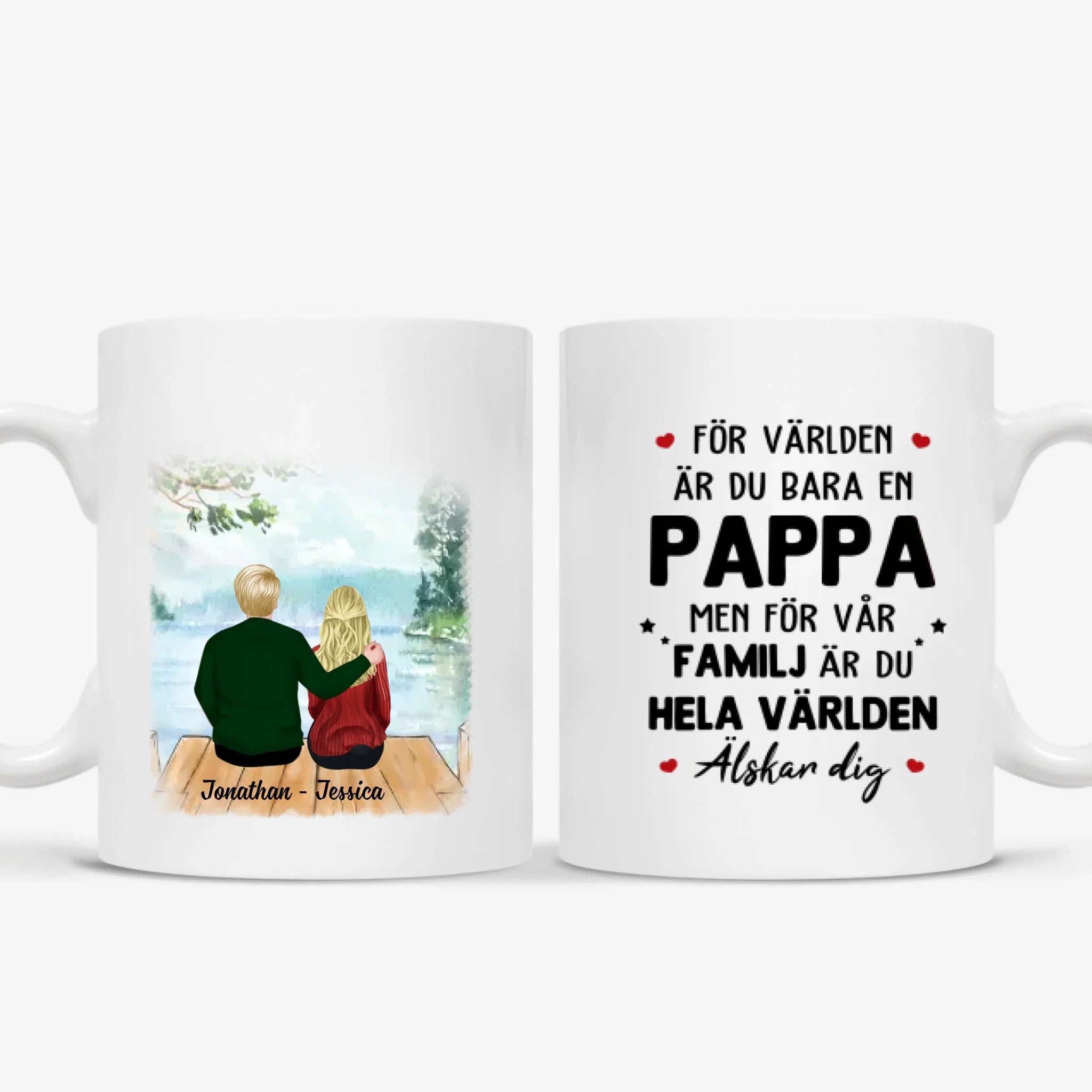 Personlig mugg till pappa | Personlig presenter till far | Hela världen Älskar dig
