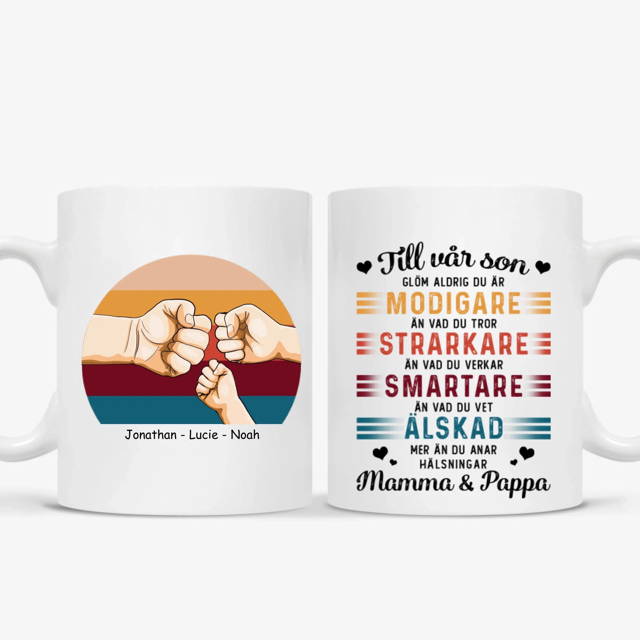 Personlig mugg till pappa | Personlig presenter till far | älskad Mer än du Anar Mugg för Son Vit