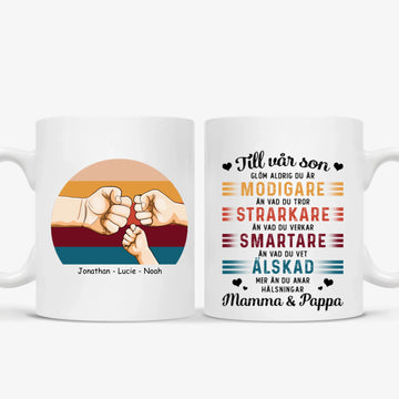 Personlig mugg till pappa | Personlig presenter till far | älskad Mer än du Anar Mugg för Son Vit