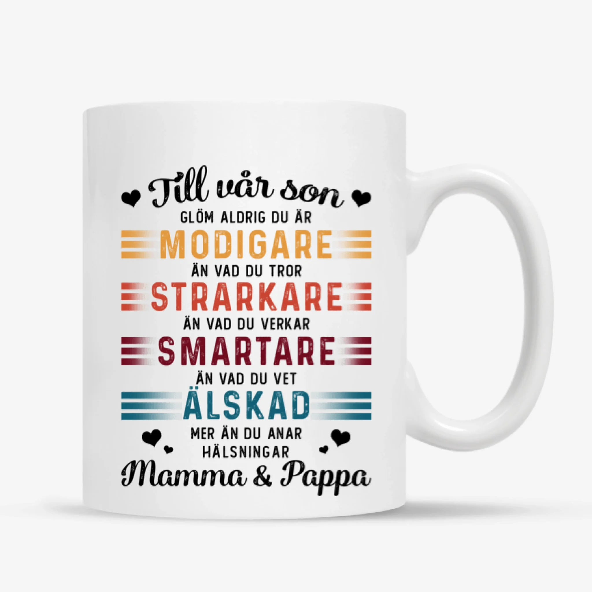 Personlig mugg till pappa | Personlig presenter till far | älskad Mer än du Anar Mugg för Son Vit