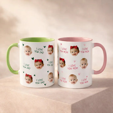 Personlig fotomugg med bebisens ansikte och texten "Best Mom ever"