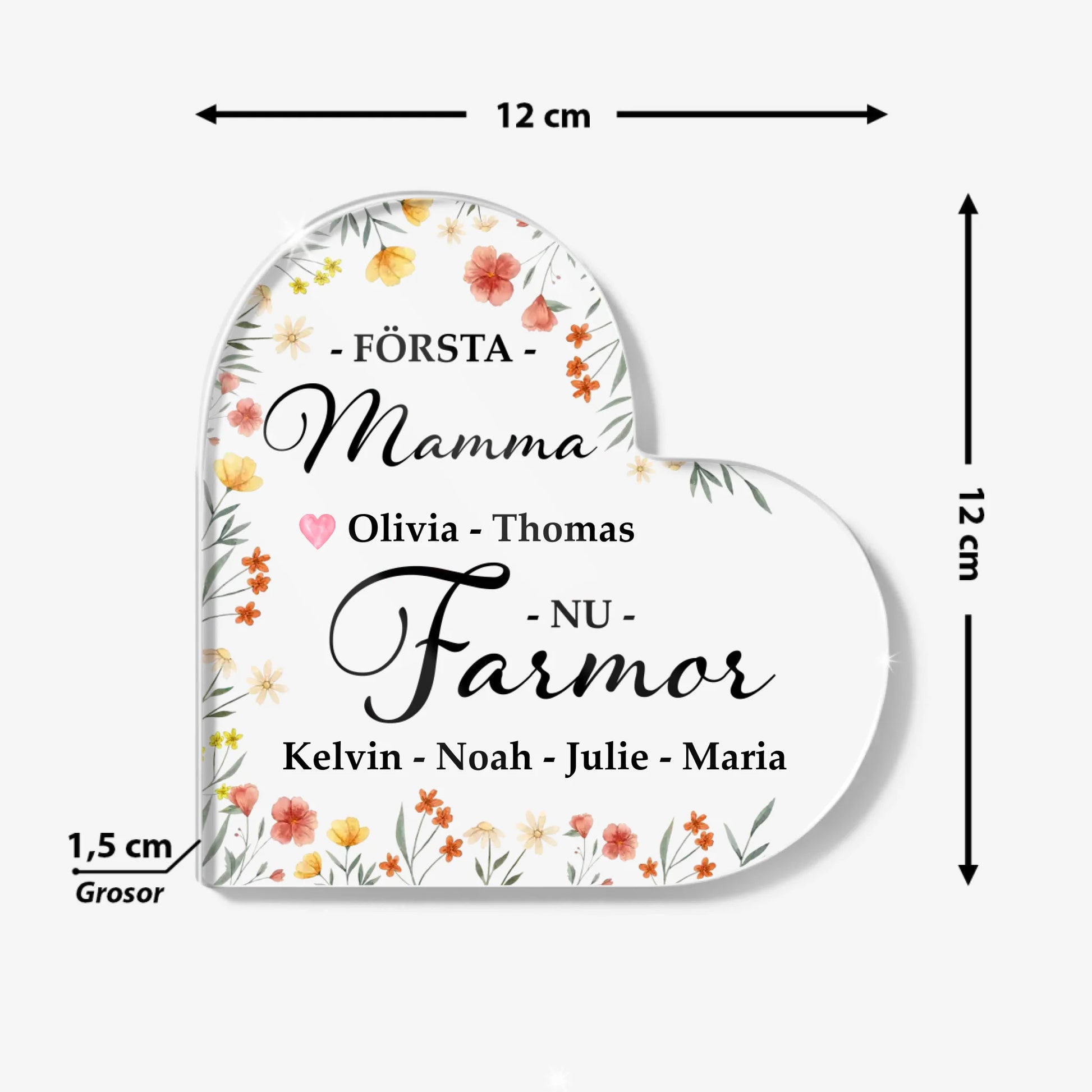 Heart Acrylic Plaque Size