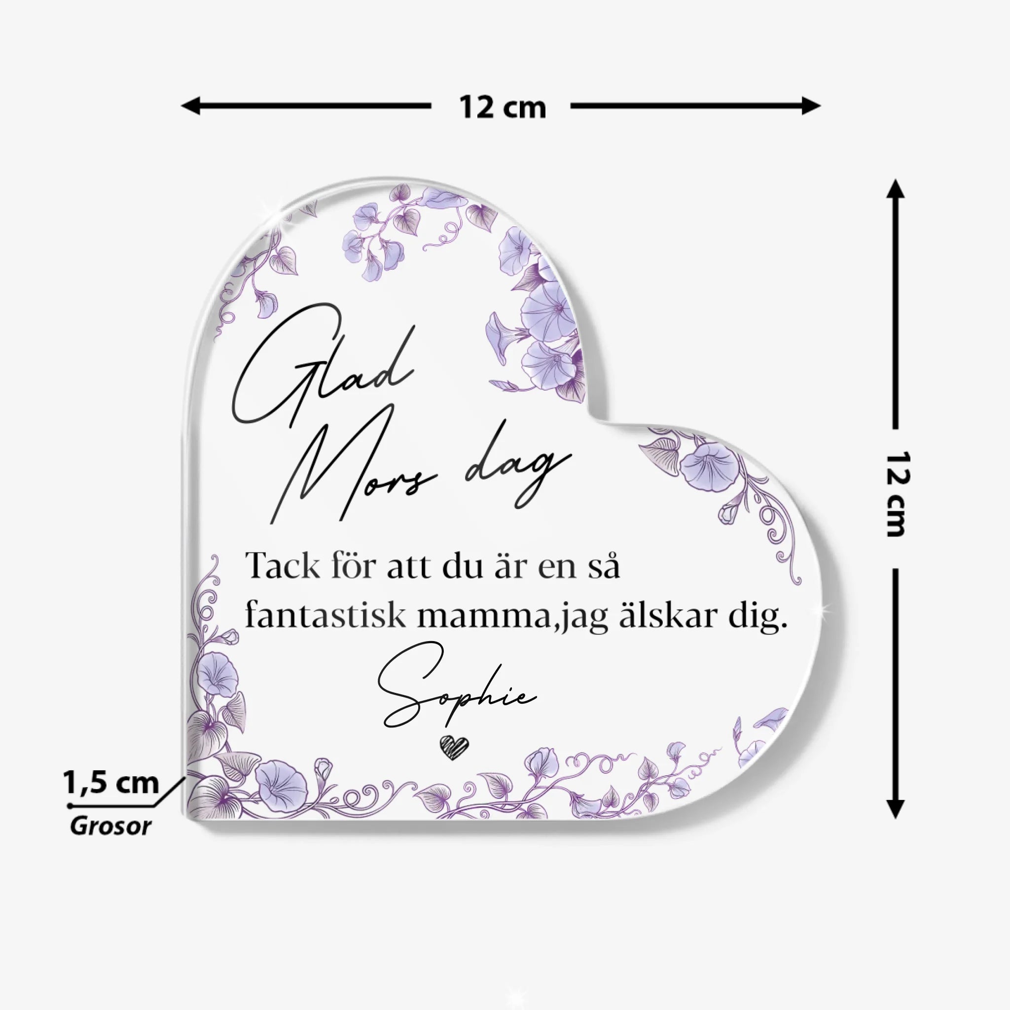Heart Acrylic Plaque Size