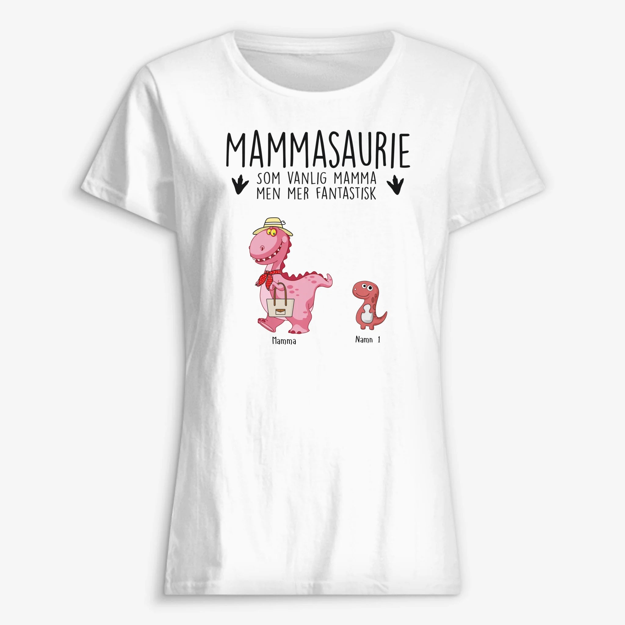 Mammasaurie T-shirt med rund halsringning för kvinnor - Personlig gave