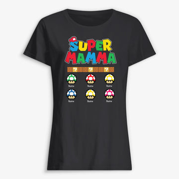 Personlig gave til mamma | Personlig matchende T-skjorte for Supermamma | Super Mommio