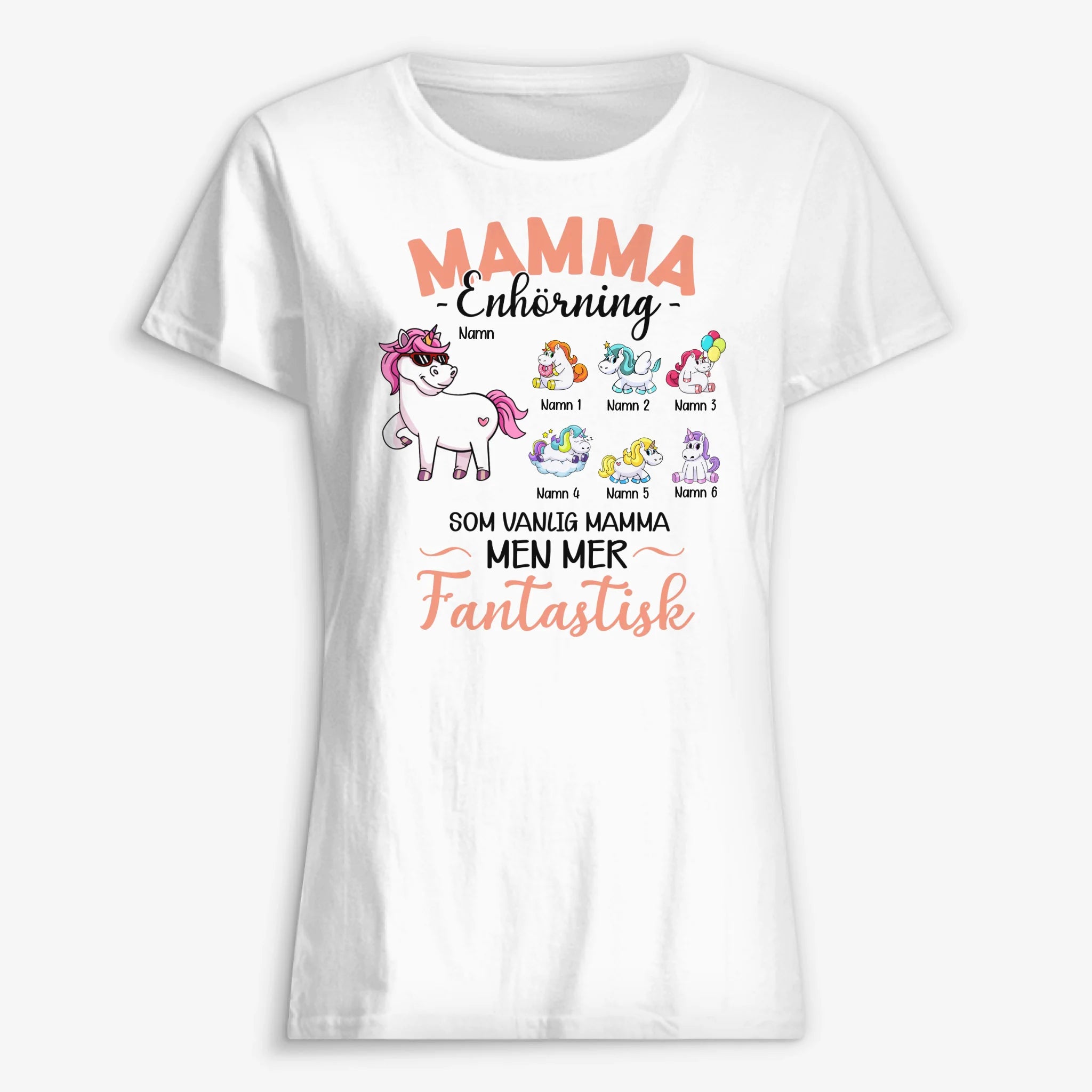 Personlig T-shirt til mor | Personlige gaver til mor | Mor enhjørning 