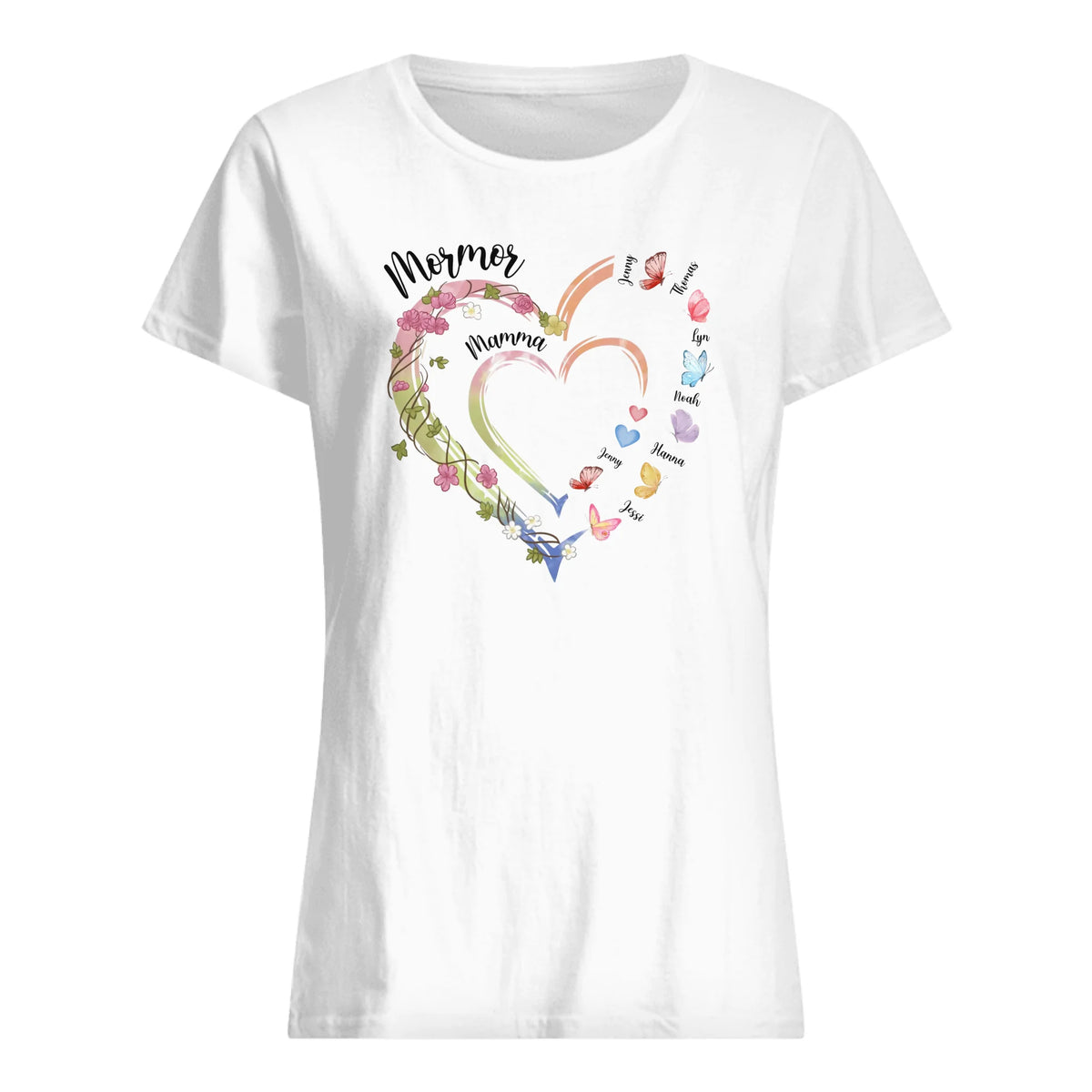 Mormor Farmor Butterfly - Personlig T-shirt till Mamma