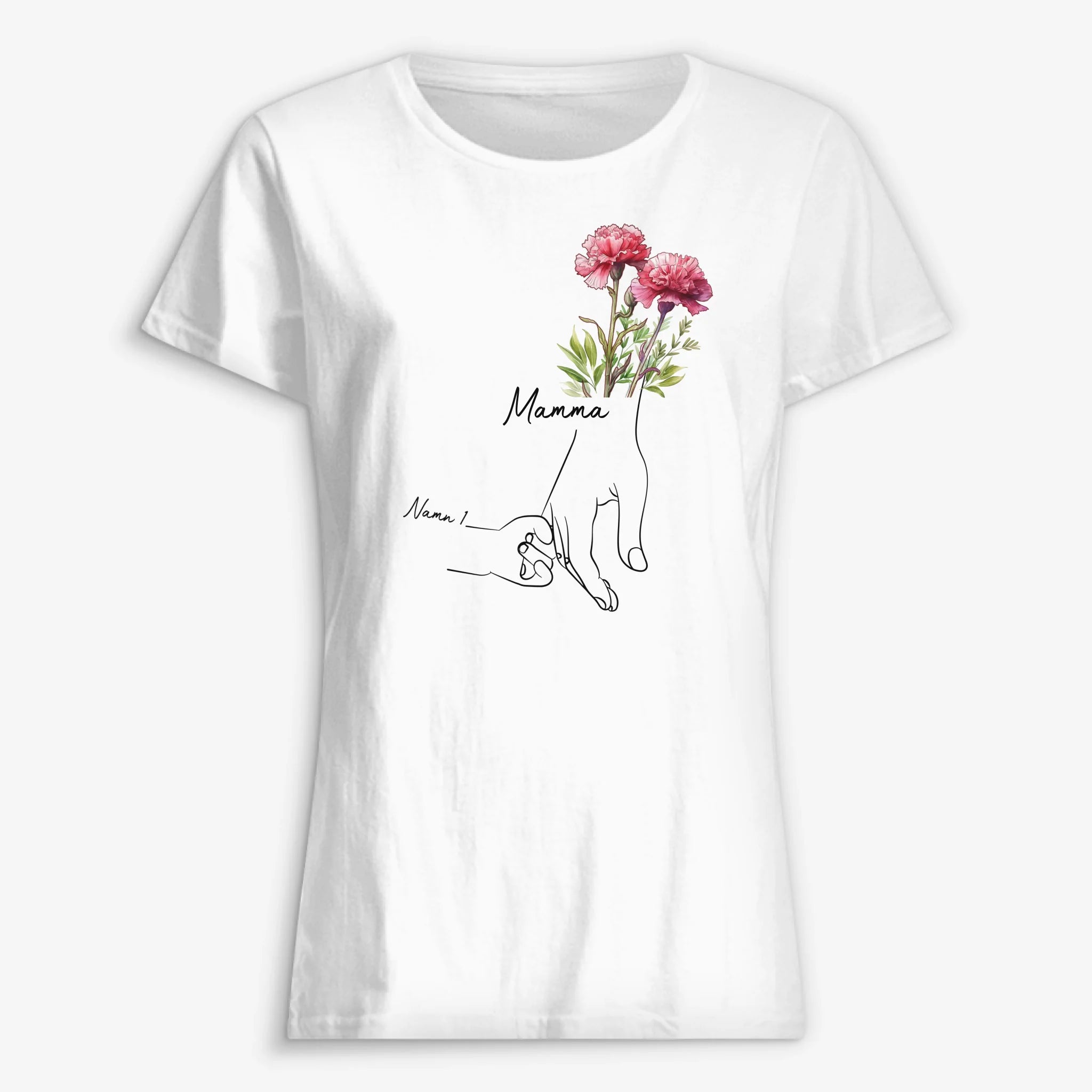 Hållande hand mamma - Personlig T-shirt för mamma
