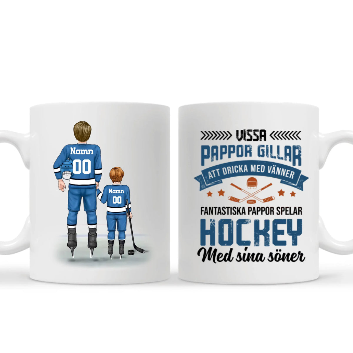 Personligt krus fra datter og søn til far | Personlige gaver til far | Fantastiske fædre spiller hockey