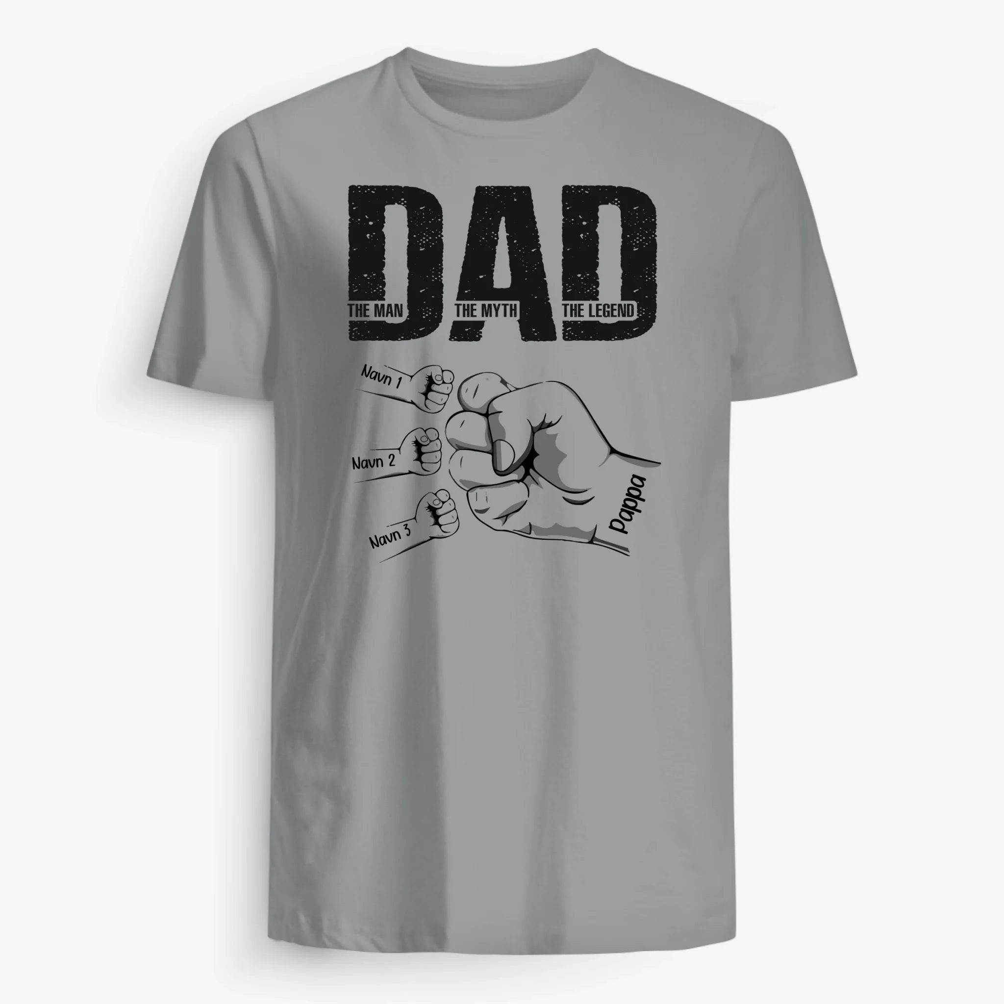 T-shirt med ordene "Dad the man the myth the legend" - Personlig T-shirt til far