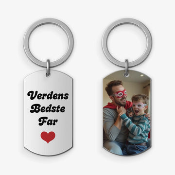 Personlig nøglering med foto "Verdens bedste far"