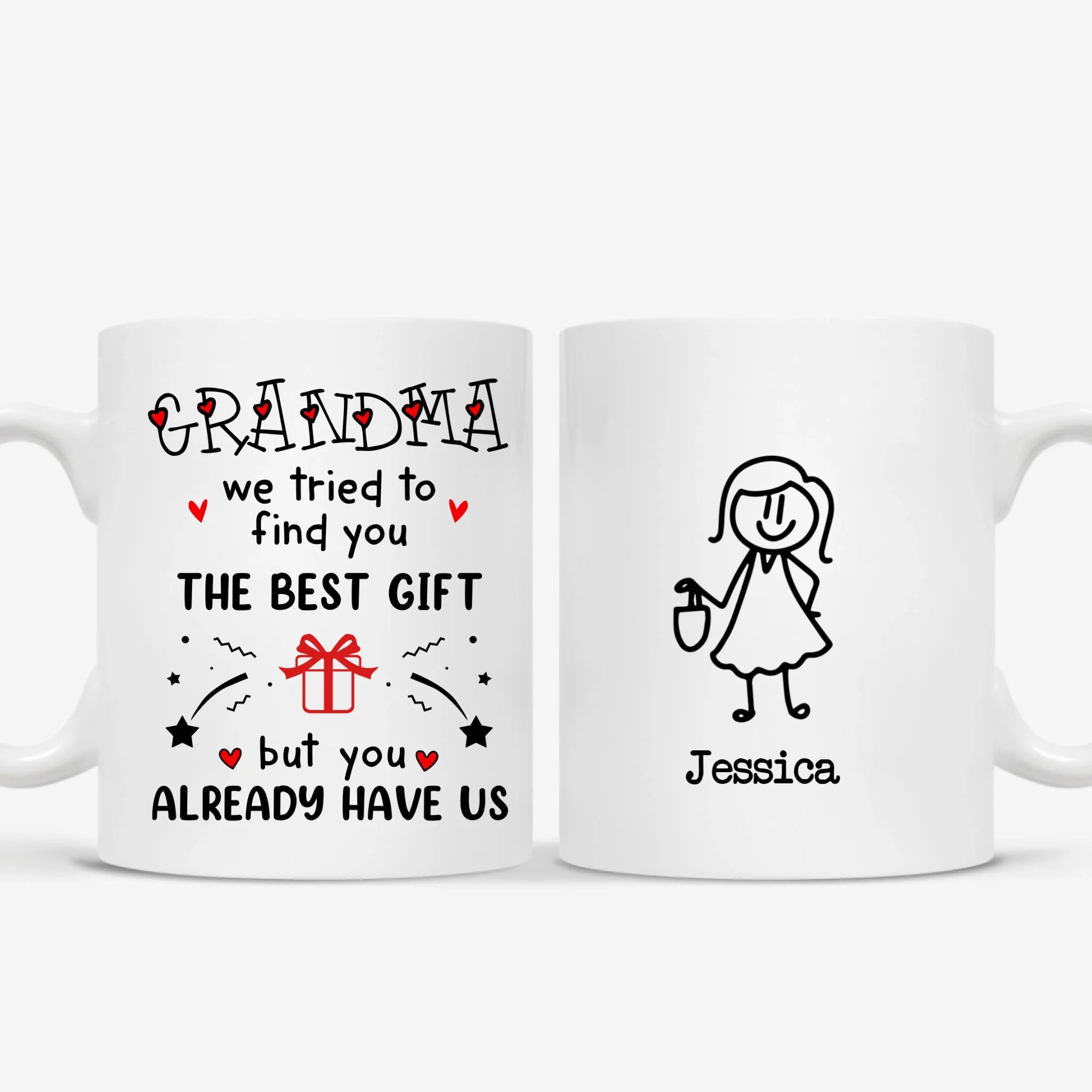 Personligt krus til bedstefar med indskriften "Grandpa we tried to find you the best gift"