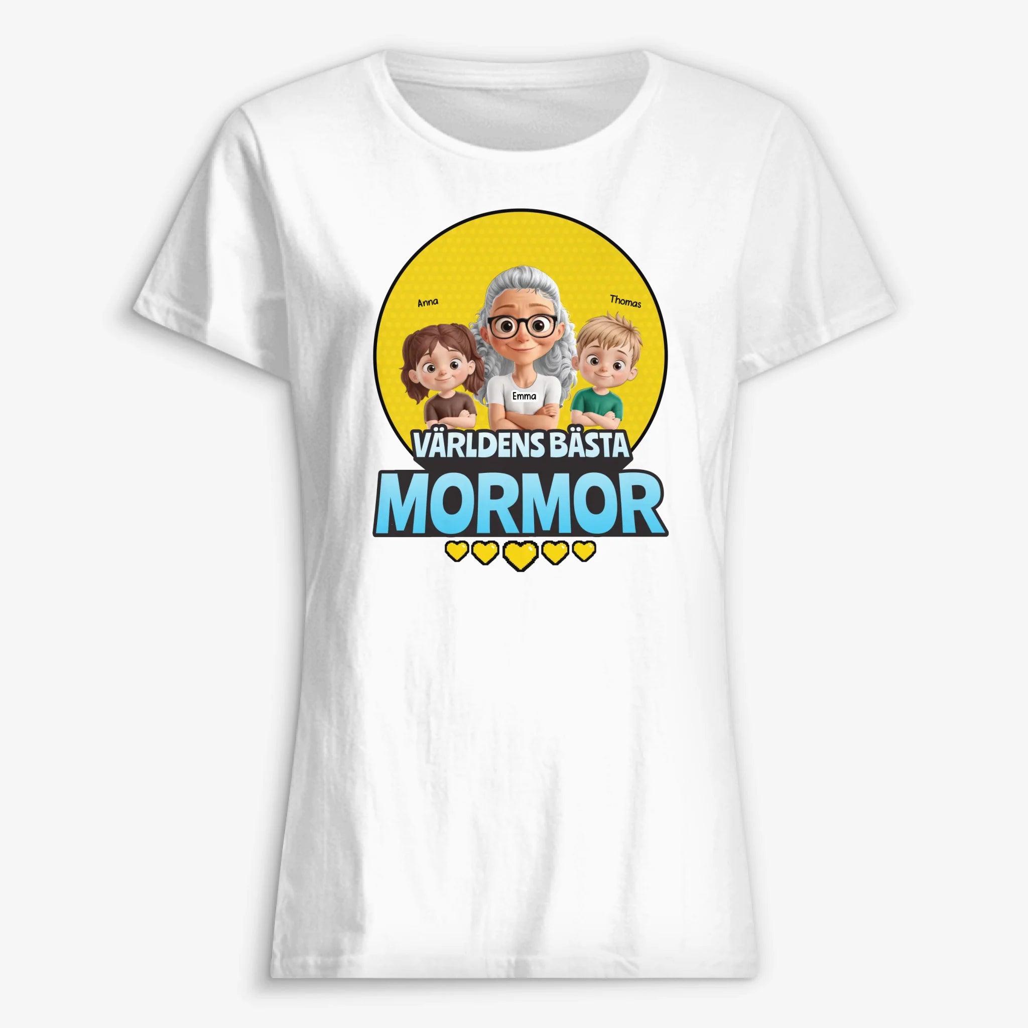 Världens Bästa Mormor, Farmor - Personlig T-shirt till Mormor, Farmor