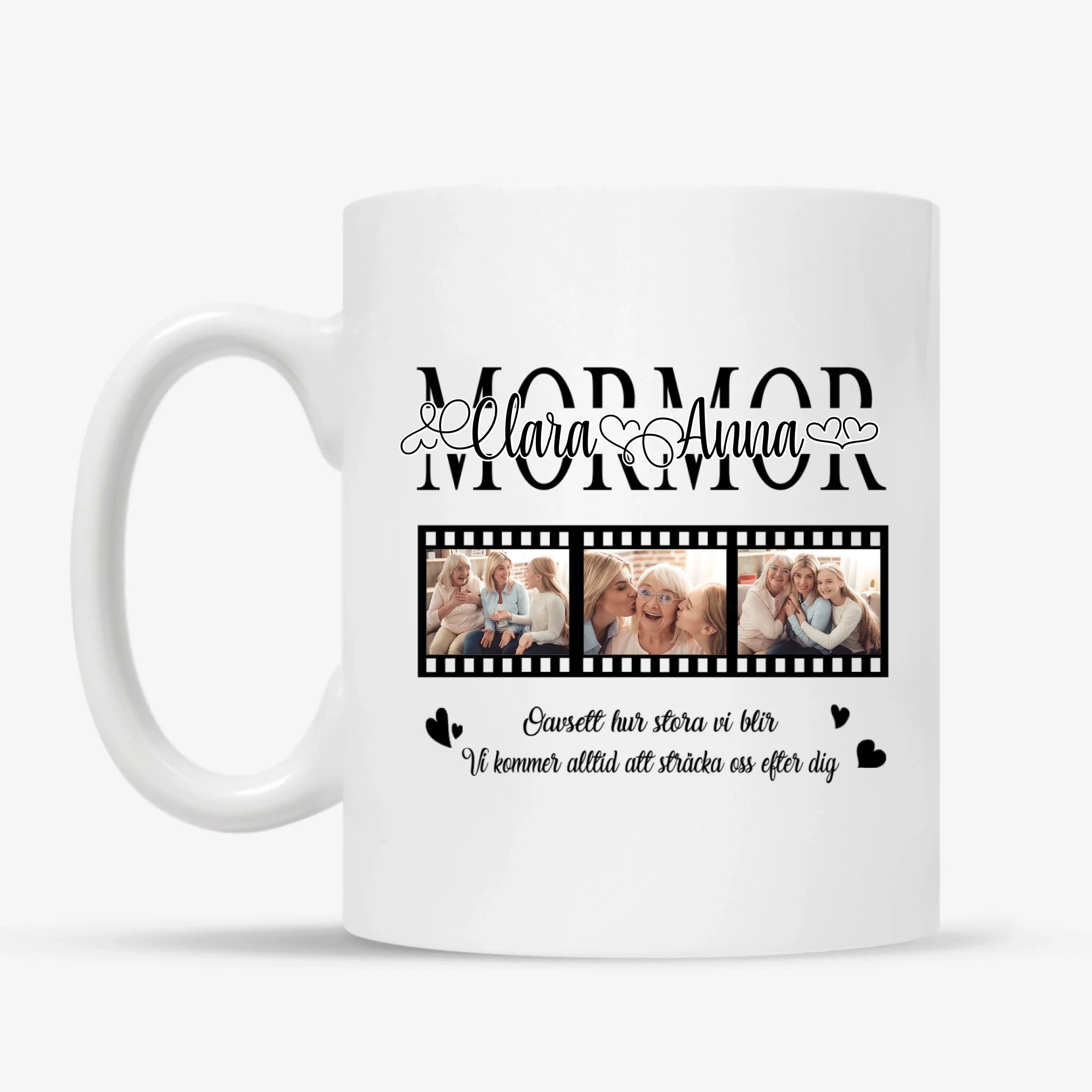 Personlig mugg till Mormor Farmor | Personlig presenter till Mormor Farmor | Mormor Farmor Oavsett Hur Stora Vi Blir