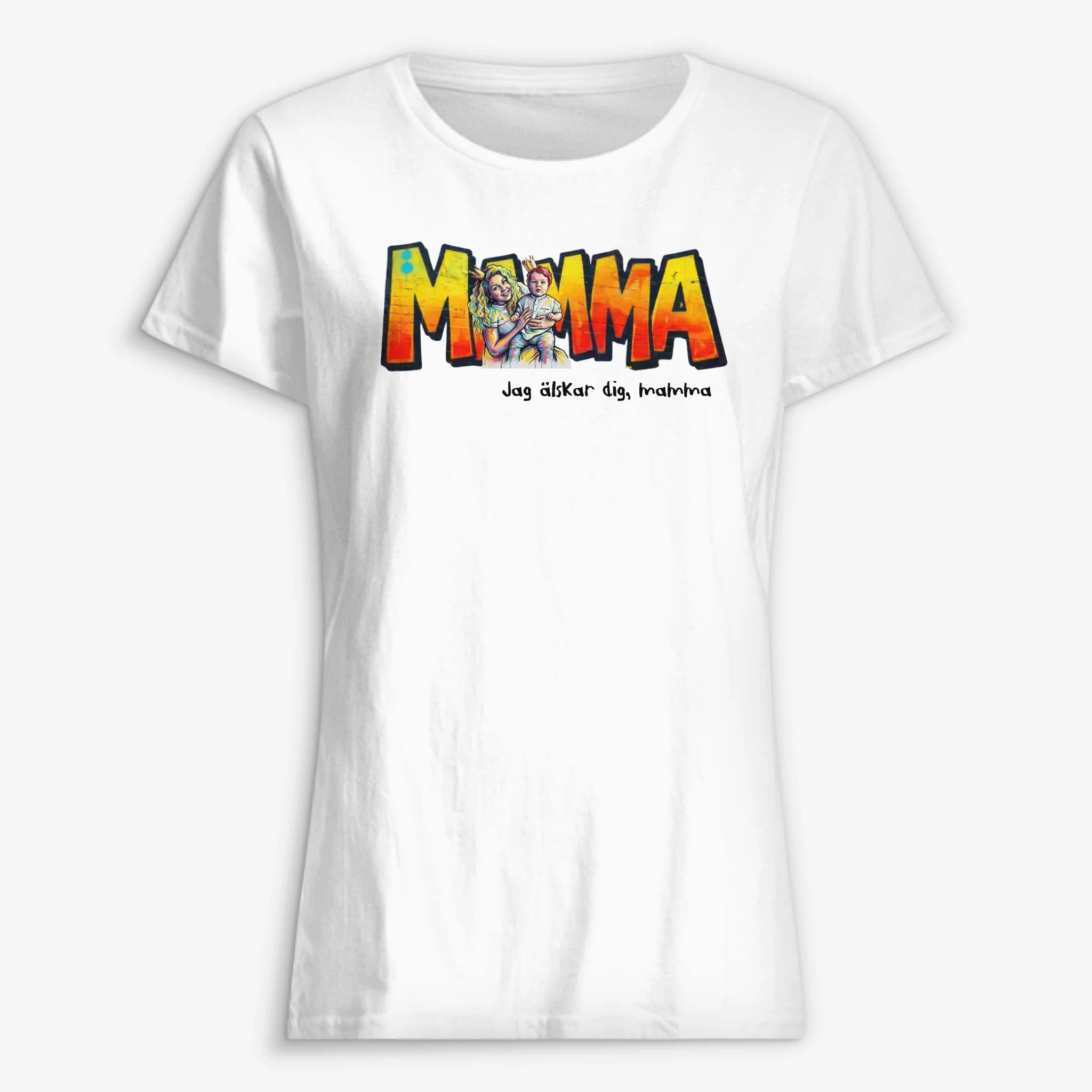 Personlig t-shirt till mamma med foto – Graffiti-inspirerad present till mamma