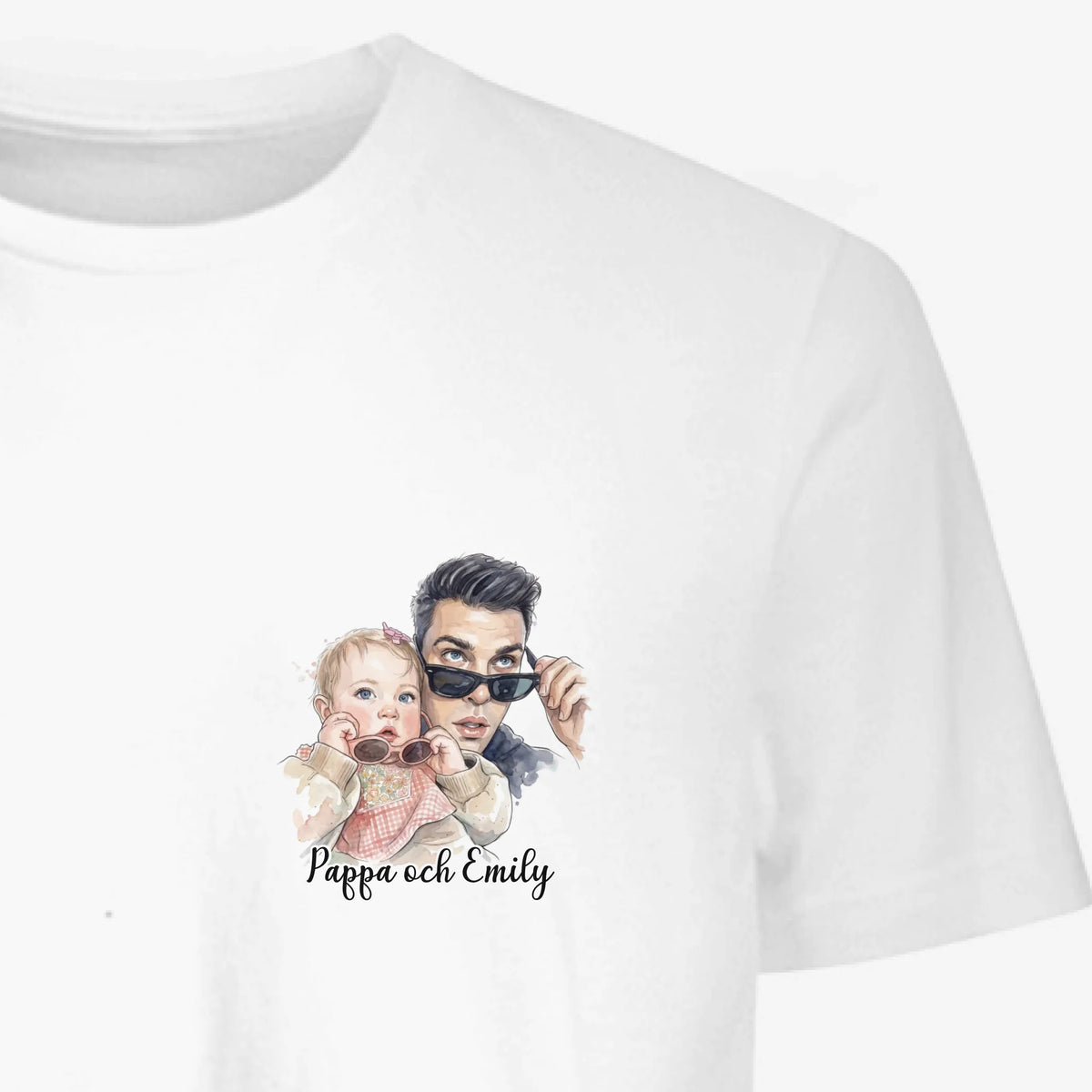 Personlig T-shirt till Pappa och Familj – Akvarellstil