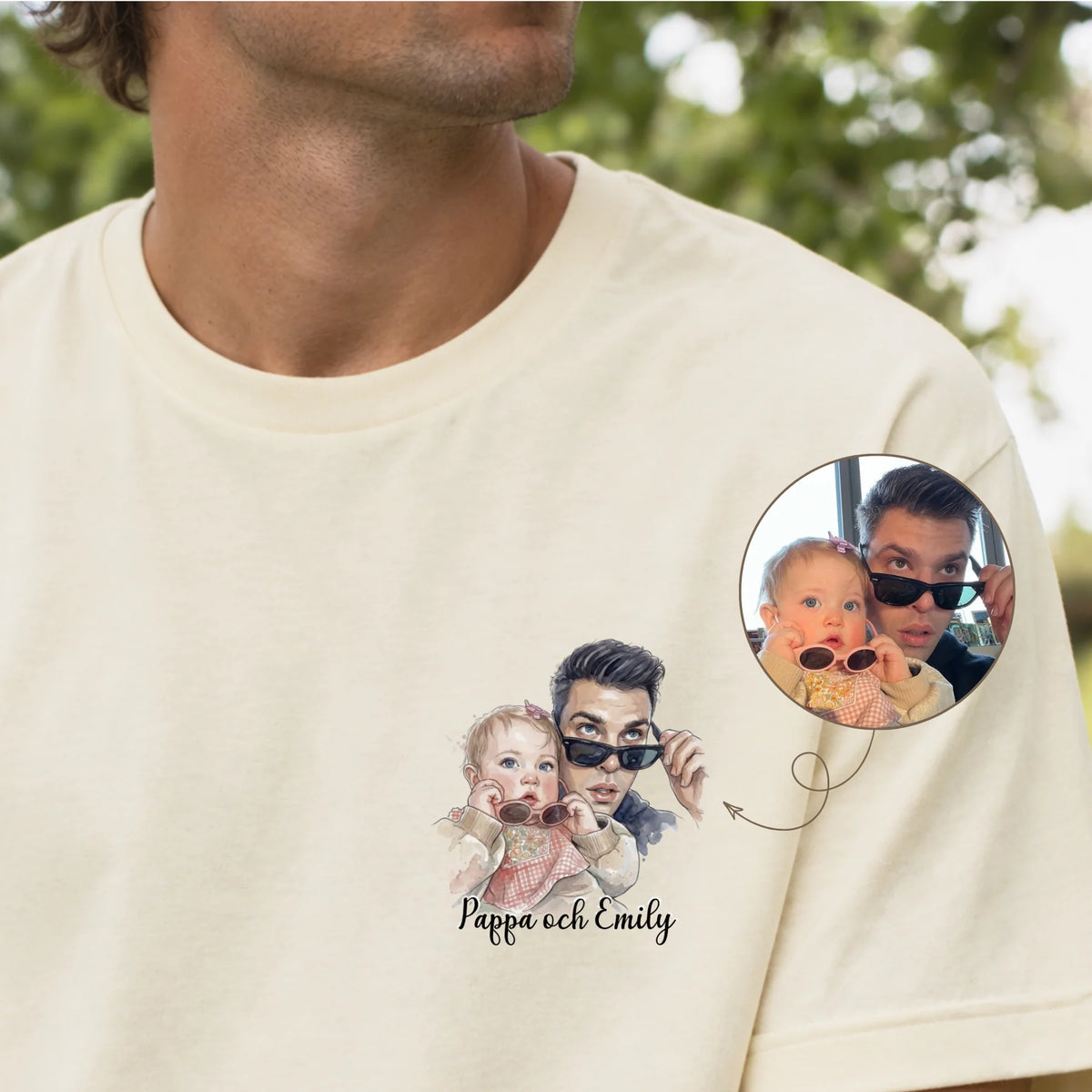 Personlig T-shirt till Pappa och Familj – Akvarellstil