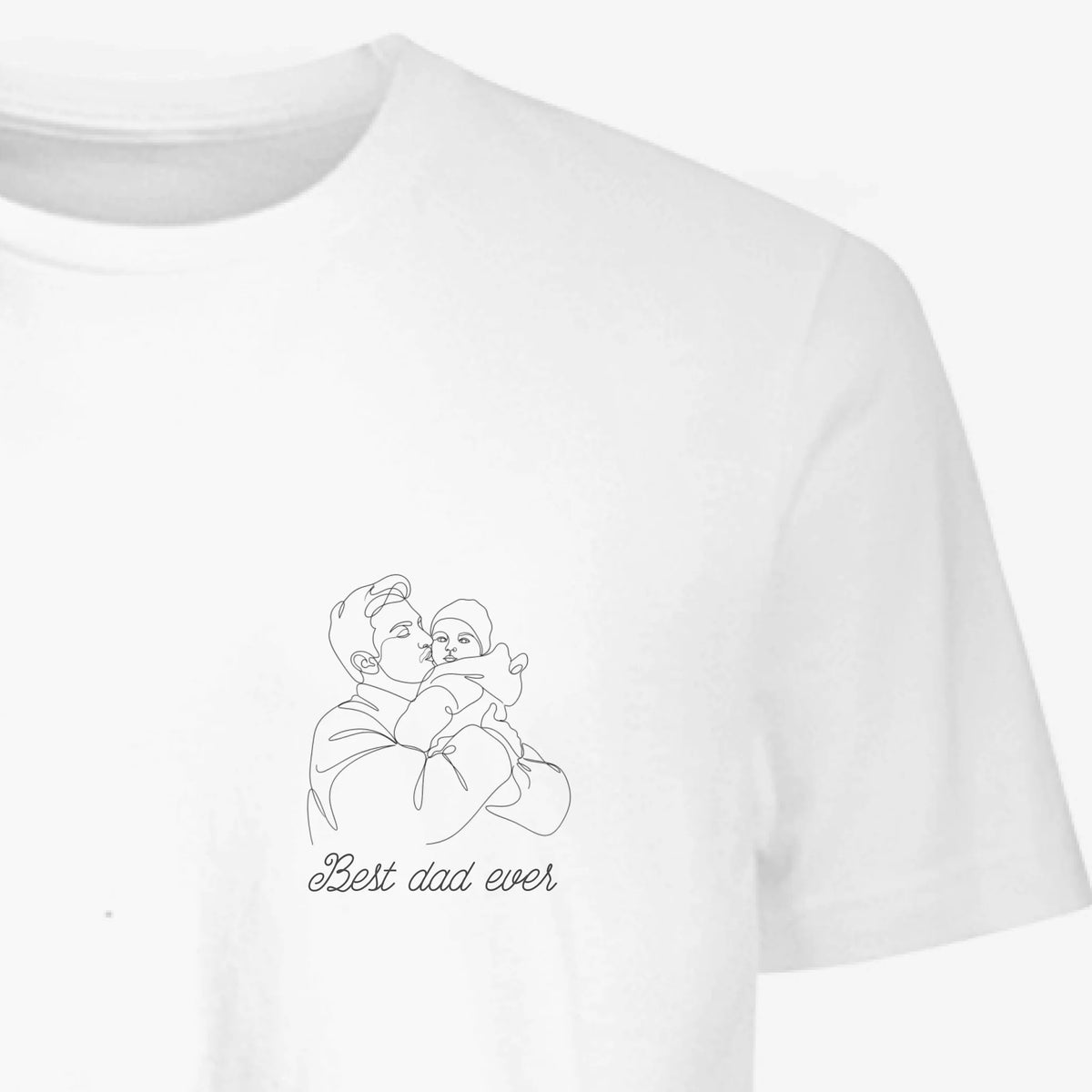 Personlig T-shirt till pappa och familj med eget line art-porträtt