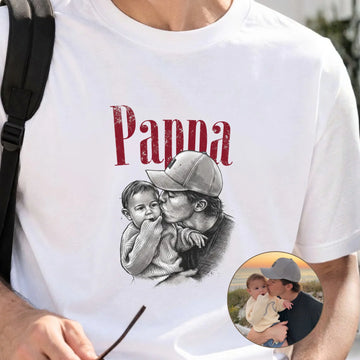 Personlig T-shirt för Pappa och Familj med Vintage Svartvit Foto