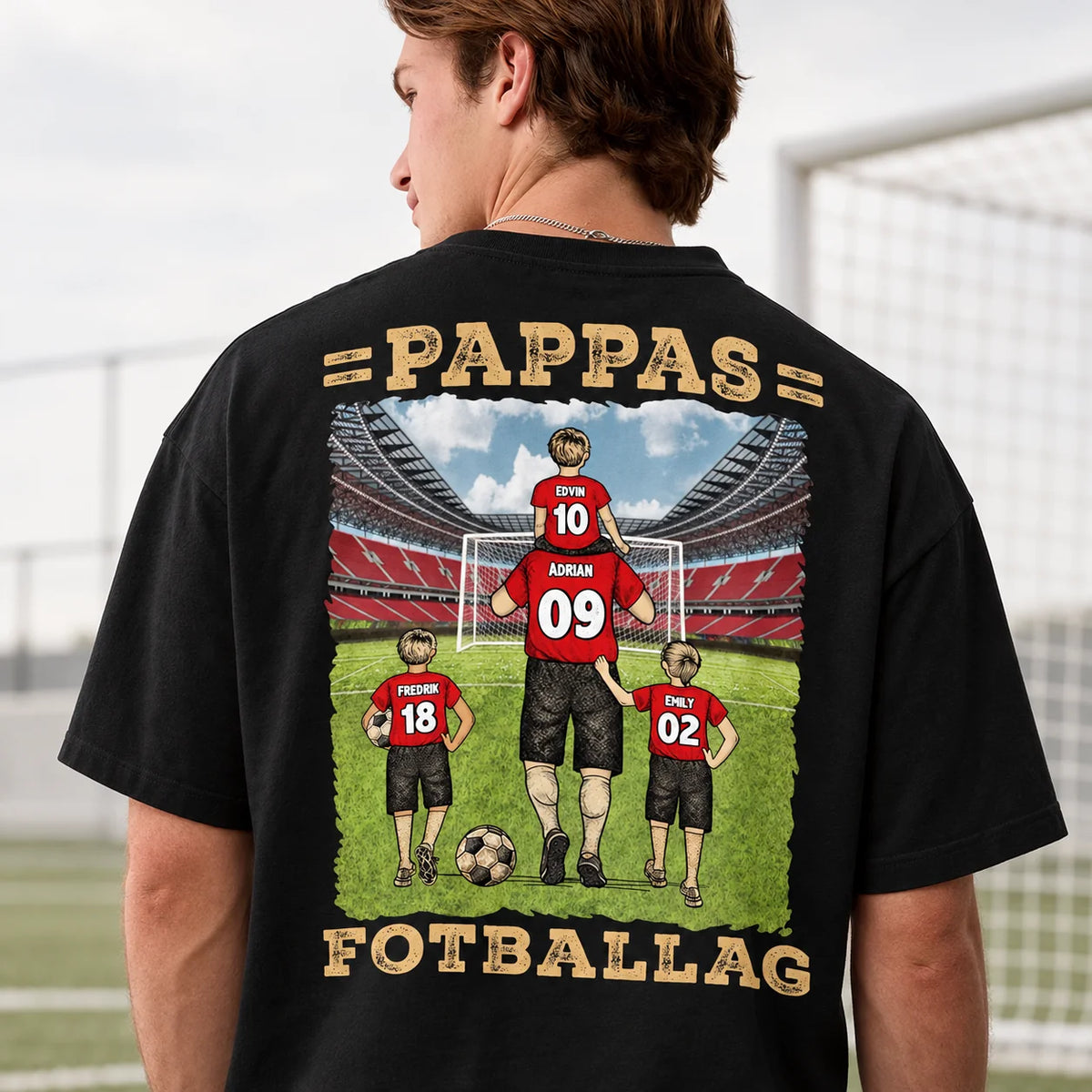 Personlig T-shirt til far | Tilpas gave til far | Fars yndlingsfodboldhold