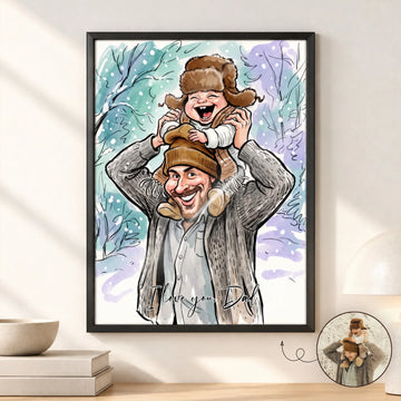 Personlig poster för pappa och familj i karikatyrstil