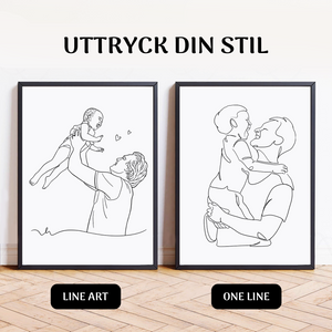 Personlig portrett av far, Line art-stil | Digitale filer