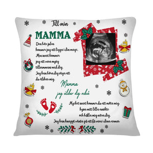 Personlig kudde till Mamma - Den här julen  kommer jag att ligga i din mage